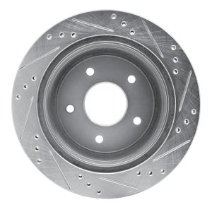 Chevrolet Blazer Brake Rotor (1) - Rear Left - R1 Concepts - Drilled & Slotted - Silver - `98-`05